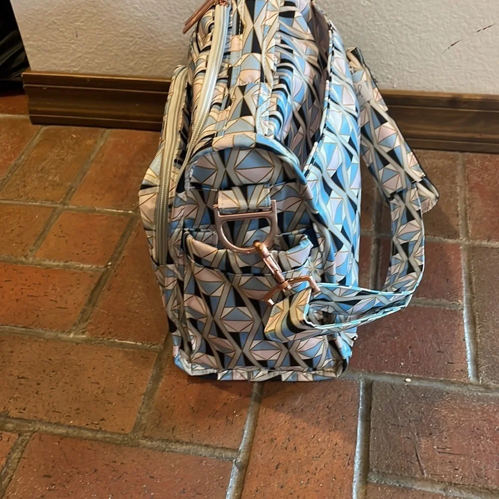 JuJuBe BFF Diaper Bag Prism Rose Geometric Backpack Messenger Rose Gold Hardware